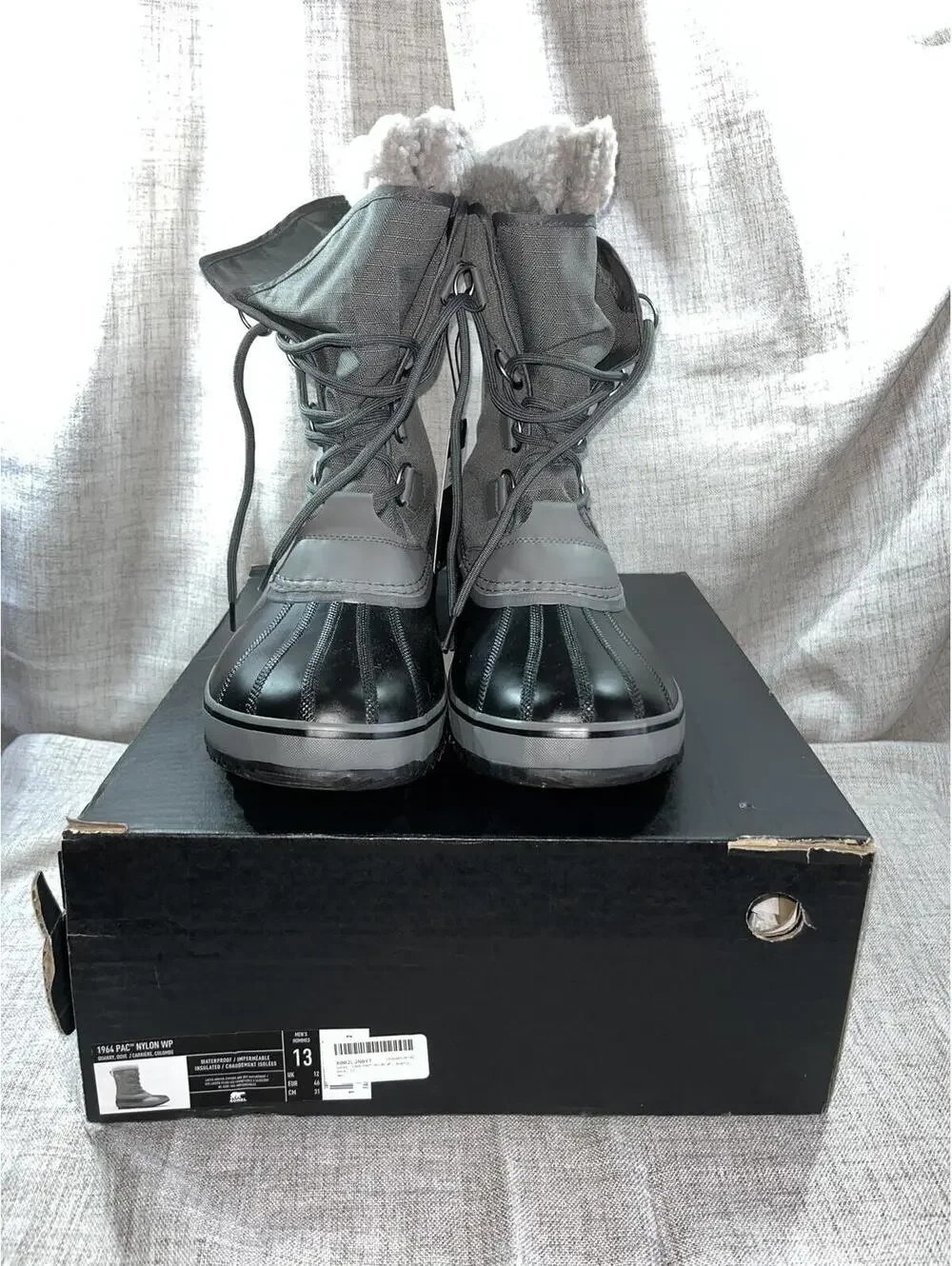 Sorel 1964 PAC Nylon WP Grey / Black Mens 13 NIB